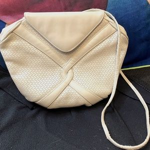 Quality genuine leather bag - off white - Vintage